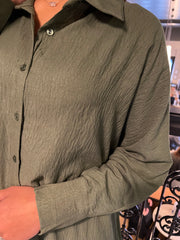 Matera Green Long Sleeve Shirt Dress