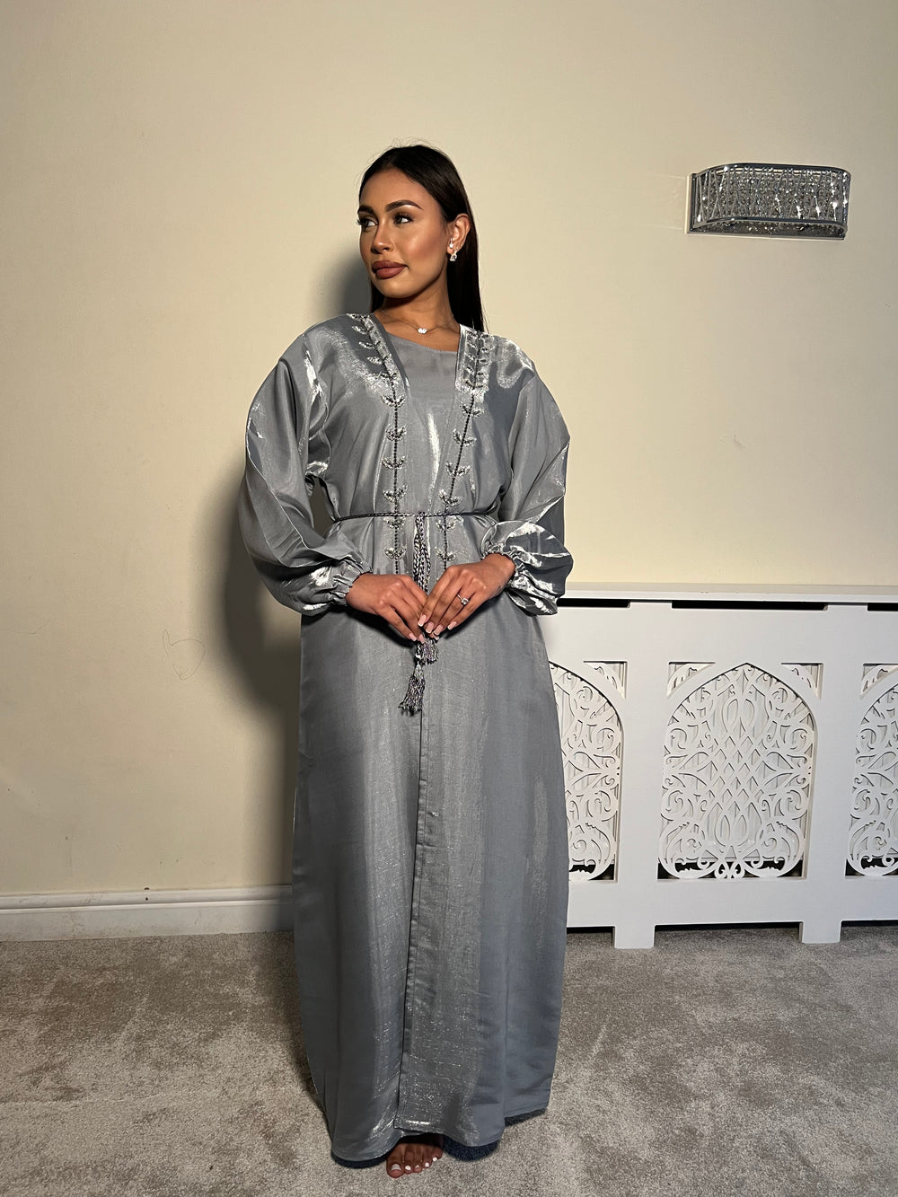 Embellished 3 Piece Emirati Abaya-Haifa Size 54