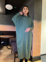 Matera Green Long Sleeve Shirt Dress