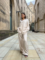 Pollino Cream Pattern Button Co Ord Set