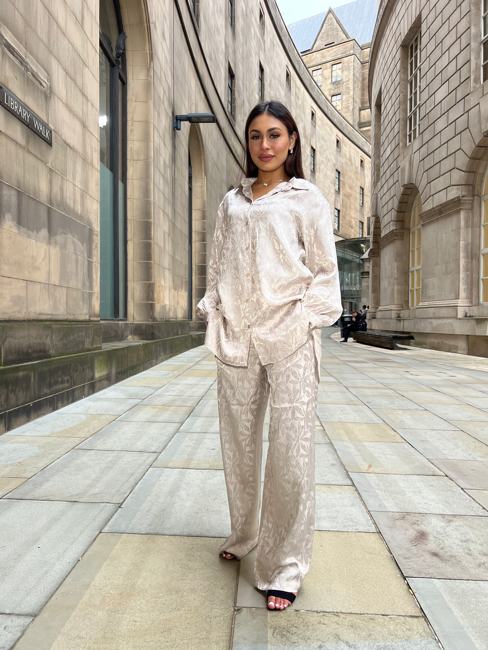 Pollino Cream Pattern Button Co Ord Set