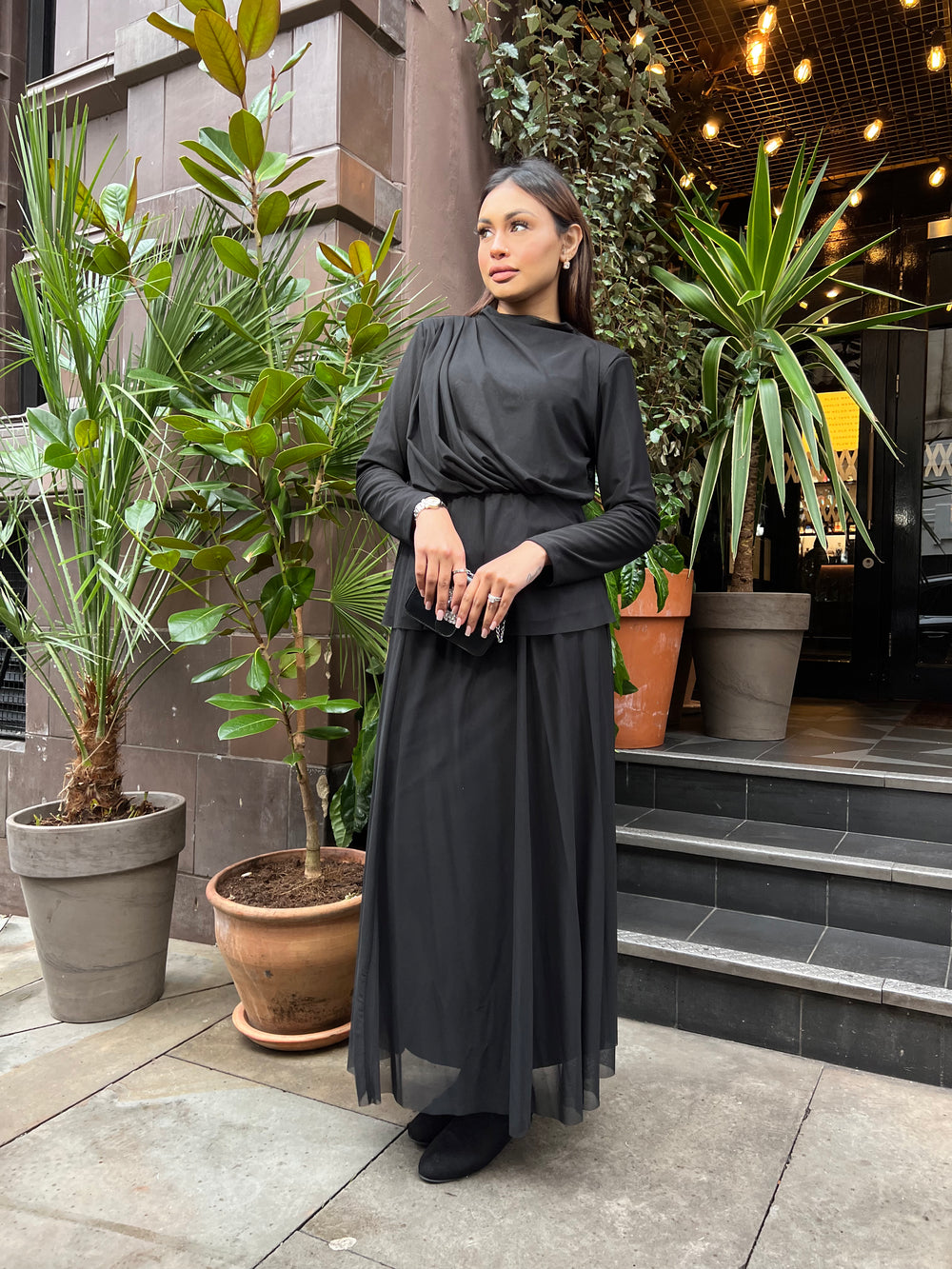 Cosenza co ord skirt set black