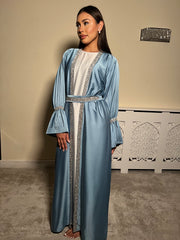 Embellished blue 3 piece Emirati Abaya- Amira
