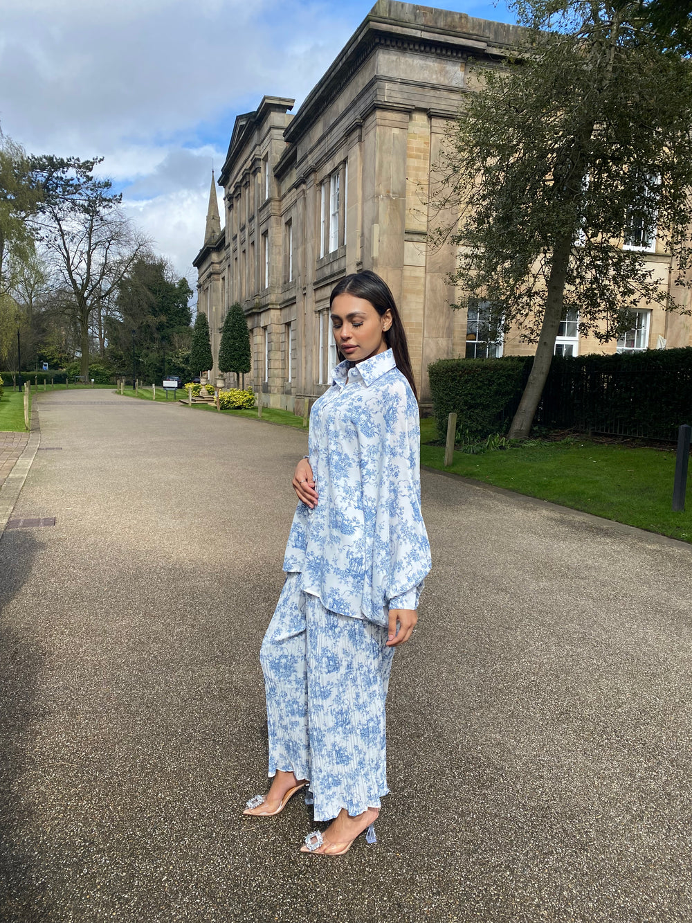 Jardin White and Blue print co ord set