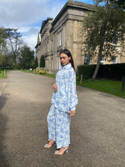 Jardin White and Blue print co ord set