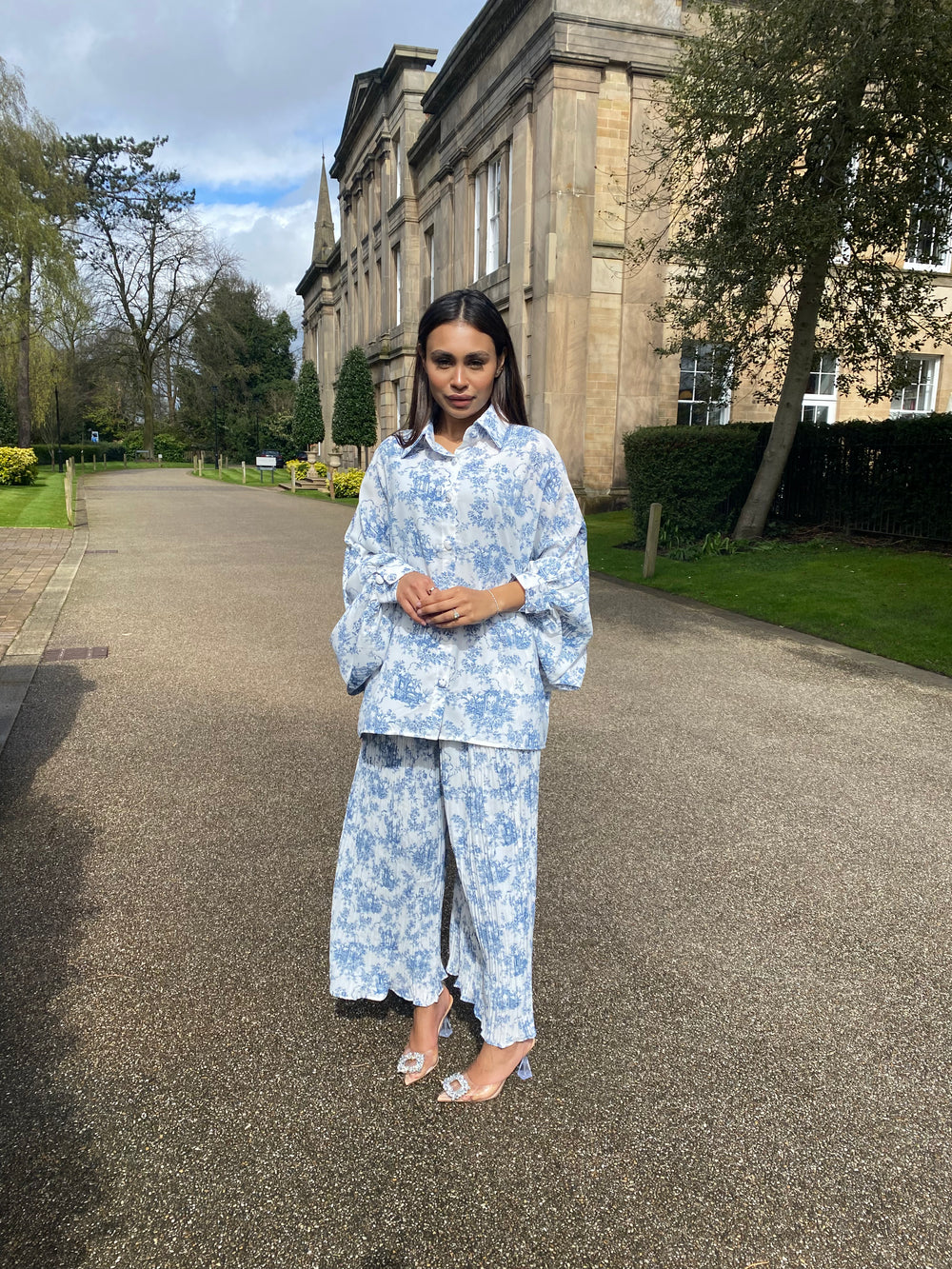 Jardin White and Blue print co ord set