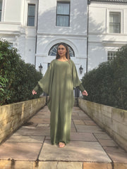 Butterfly Abayas with ruched sleeves Green