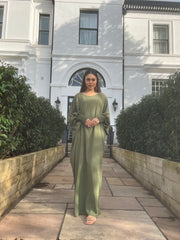 Butterfly Abayas with ruched sleeves Green