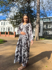 Black Flower Print Dress