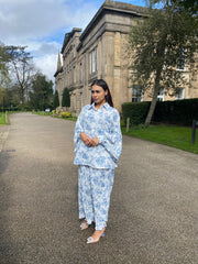 Jardin White and Blue print co ord set