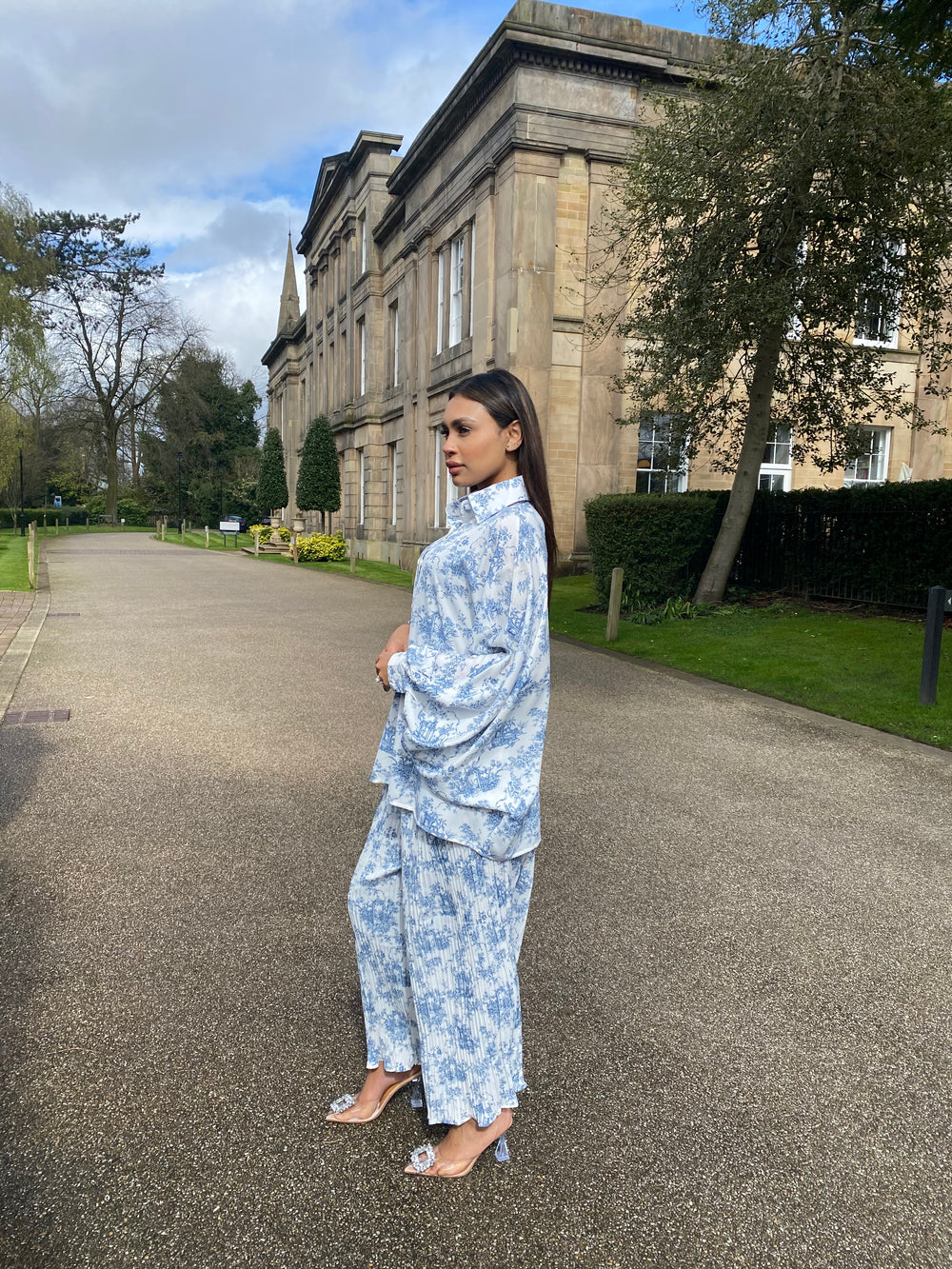 Jardin White and Blue print co ord set