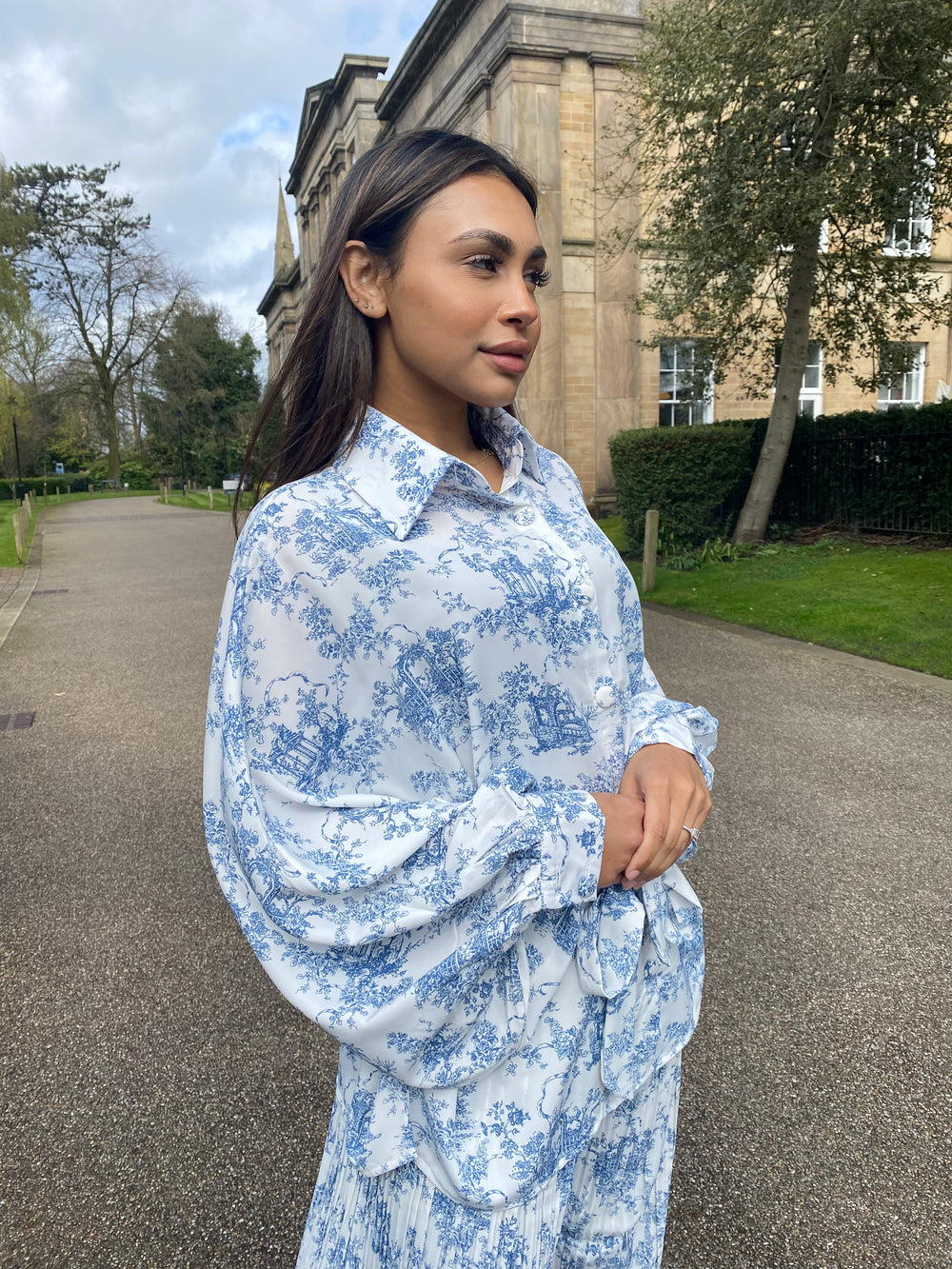 Jardin White and Blue print co ord set