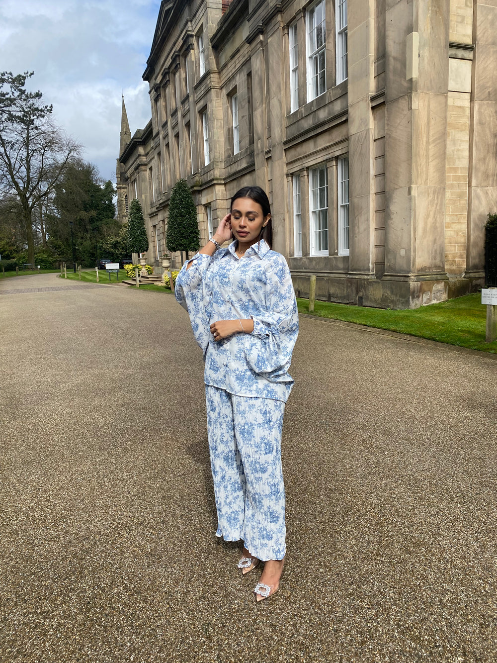 Jardin White and Blue print co ord set