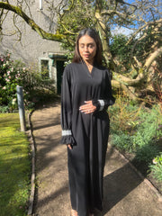 Black Embellished Abaya Dress with pockets