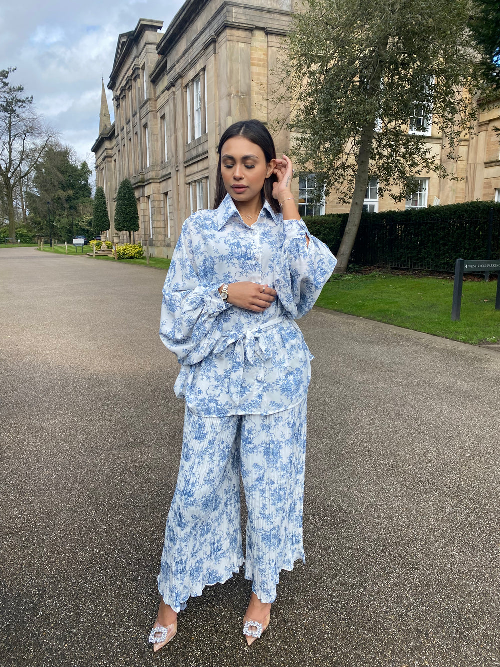 Jardin White and Blue print co ord set