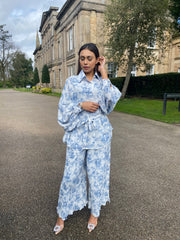 Jardin White and Blue print co ord set