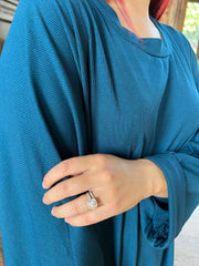 Teal Ribbed Dress with Pockets