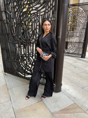 Lazio Black Plisse Diamonte Co Ord Set