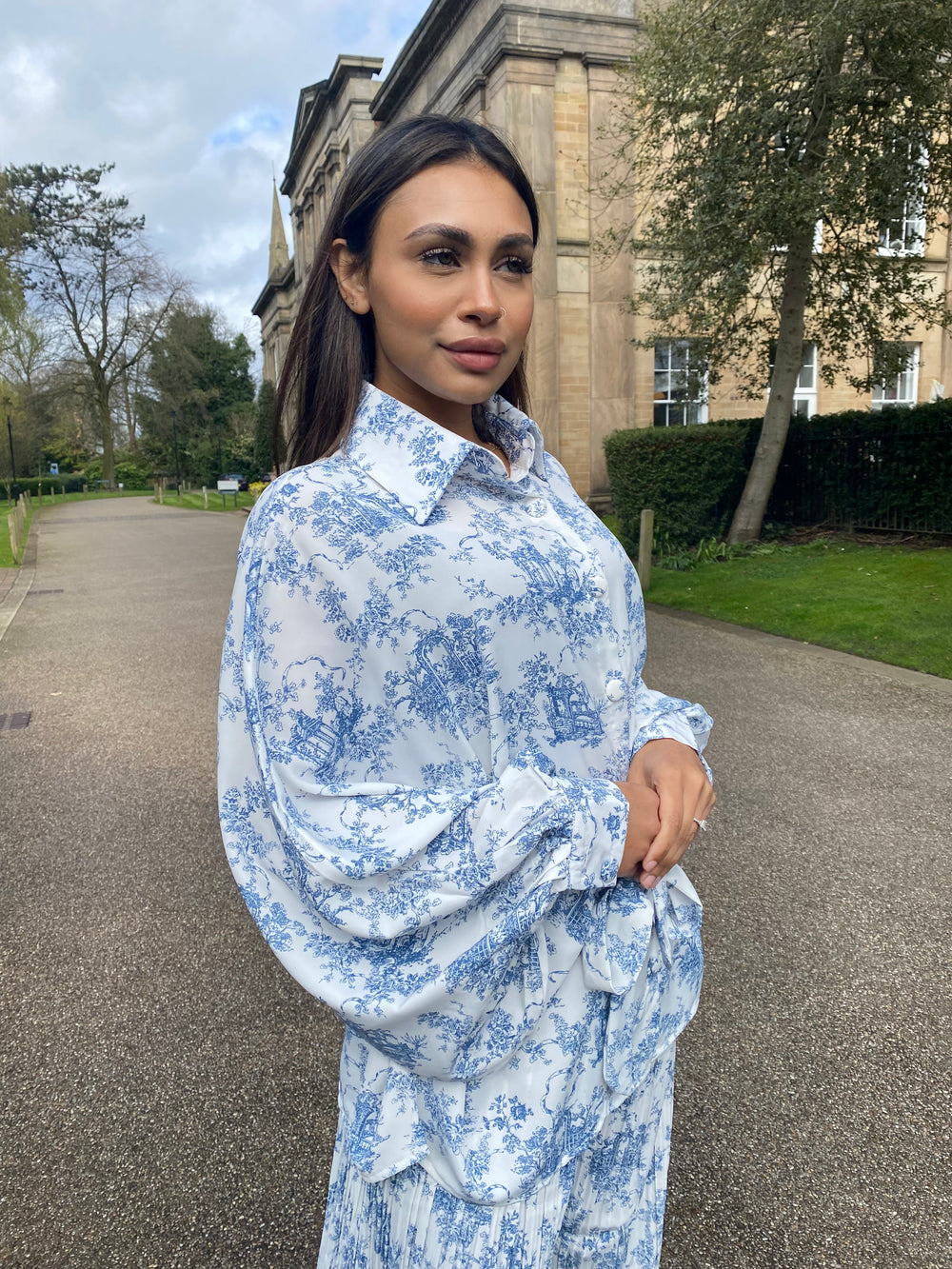 Jardin White and Blue print co ord set