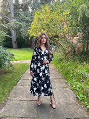 Sienna Black White Floral Midaxi with Pockets