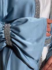 Embellished blue 3 piece Emirati Abaya- Amira