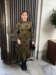Khaki Floral Long Dress