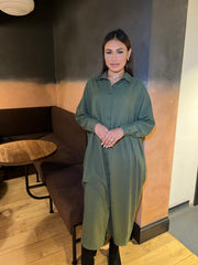 Matera Green Long Sleeve Shirt Dress