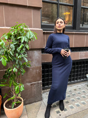 Vieste Navy Long knit dress