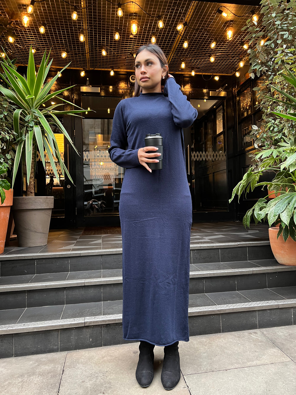 Vieste Navy Long knit dress