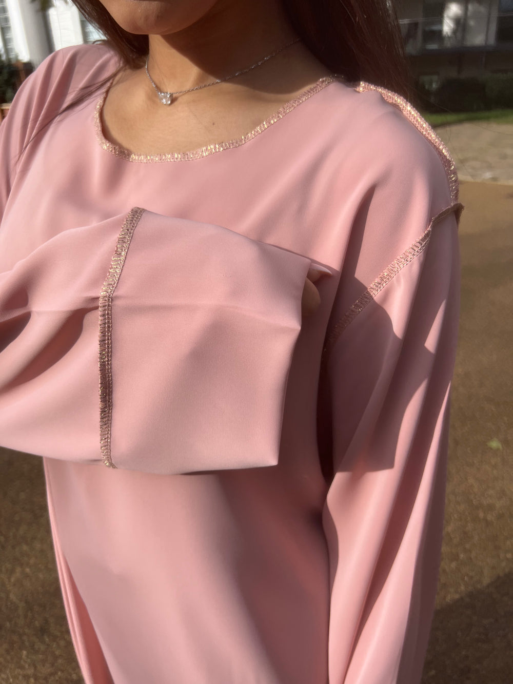 Pink and Gold  Closed Abaya
