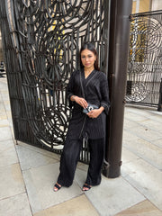 Lazio Black Plisse Diamonte Co Ord Set