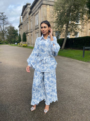Jardin White and Blue print co ord set