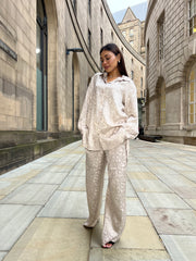 Pollino Cream Pattern Button Co Ord Set