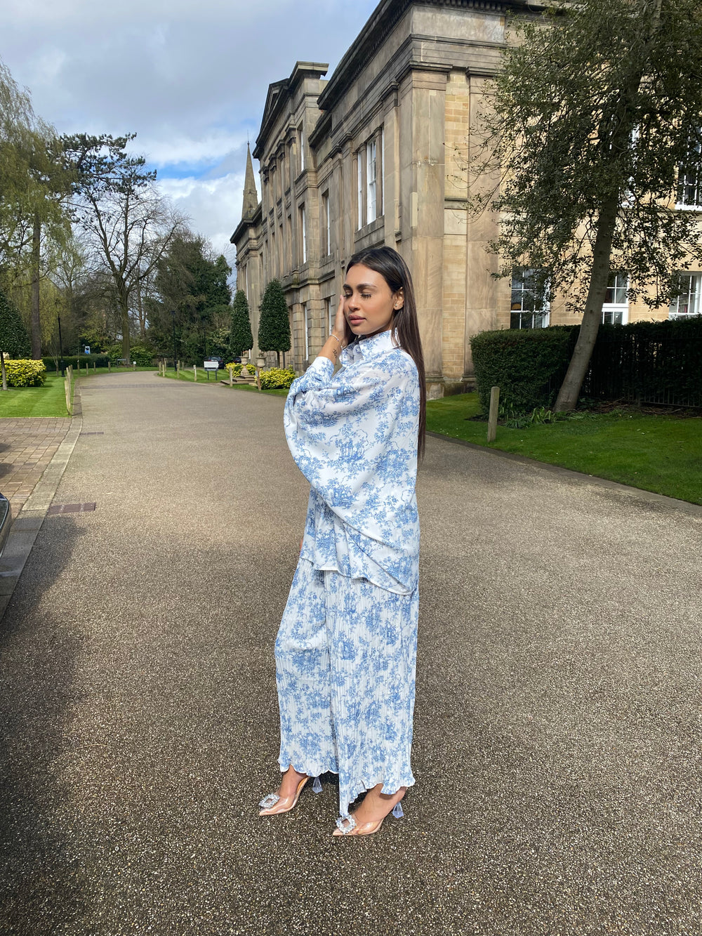 Jardin White and Blue print co ord set