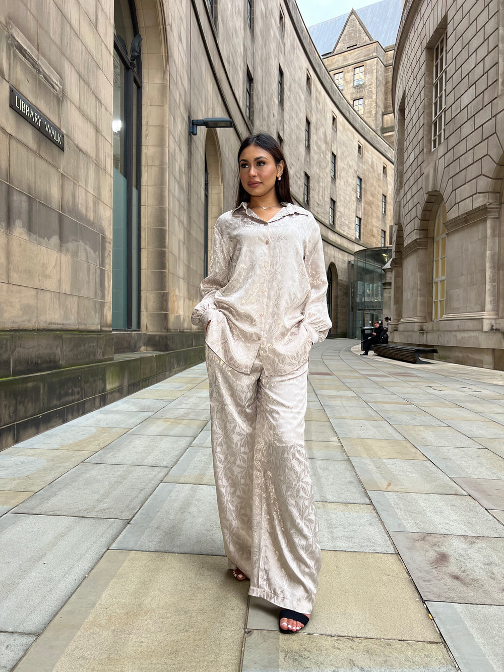 Pollino Cream Pattern Button Co Ord Set