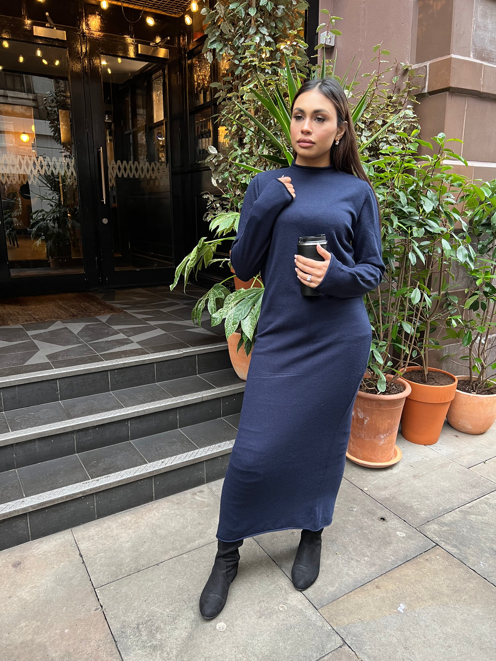 Vieste Navy Long knit dress