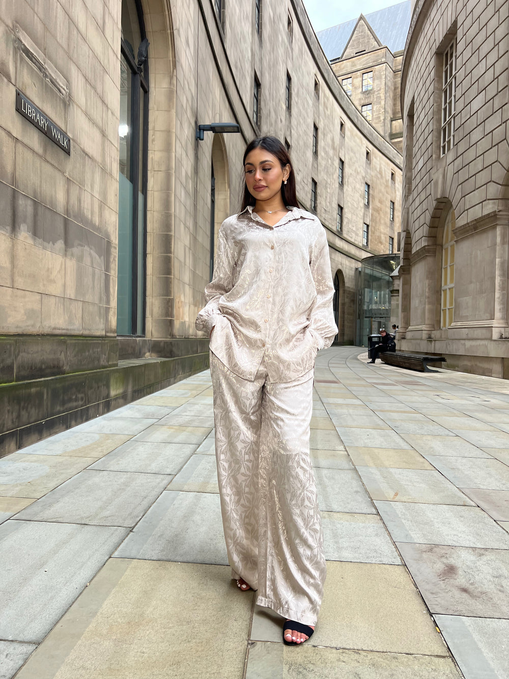 Pollino Cream Pattern Button Co Ord Set