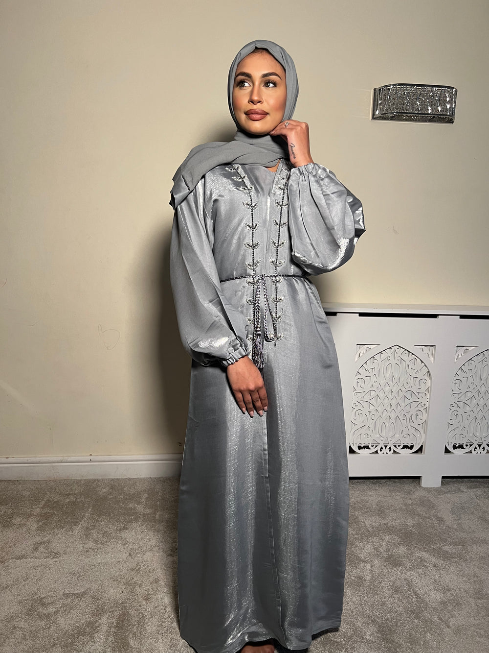 Embellished 3 Piece Emirati Abaya-Haifa Size 54