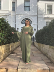 Butterfly Abayas with ruched sleeves Green