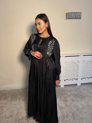 Black Embelished 3 Piece Emirati Abaya-Arwa