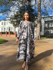 Black Flower Print Dress