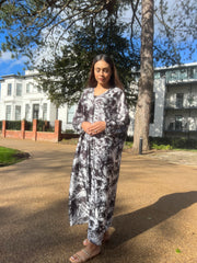 Black Flower Print Dress