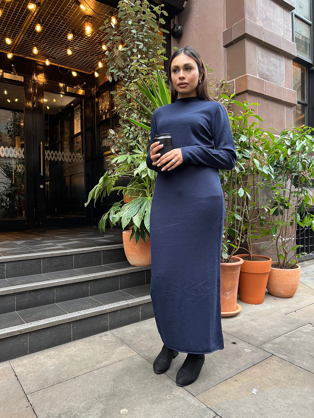 Vieste Navy Long knit dress