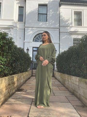 Butterfly Abayas with ruched sleeves Green