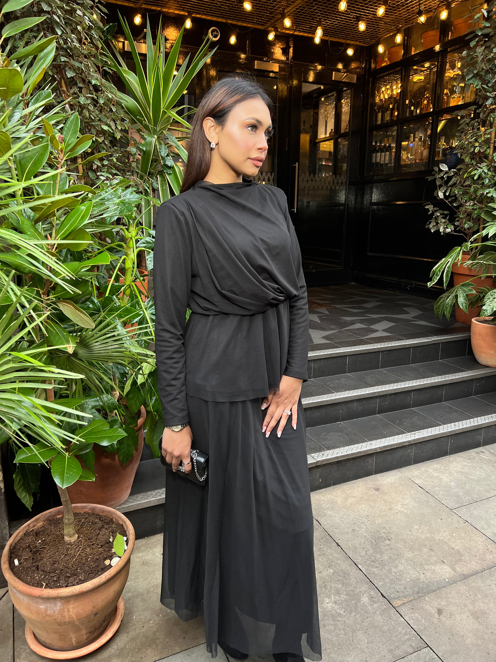 Cosenza co ord skirt set black