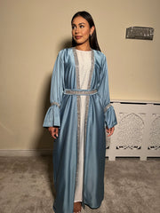 Embellished blue 3 piece Emirati Abaya- Amira