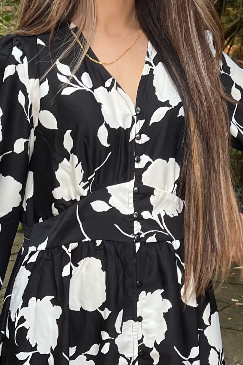 Sienna Black White Floral Midaxi with Pockets