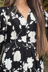 Sienna Black White Floral Midaxi with Pockets