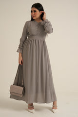 Grey Long Sleeve Maxi Dress Double Lined