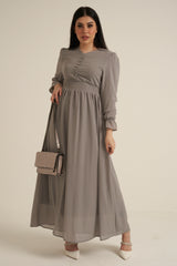 Grey Long Sleeve Maxi Dress Double Lined